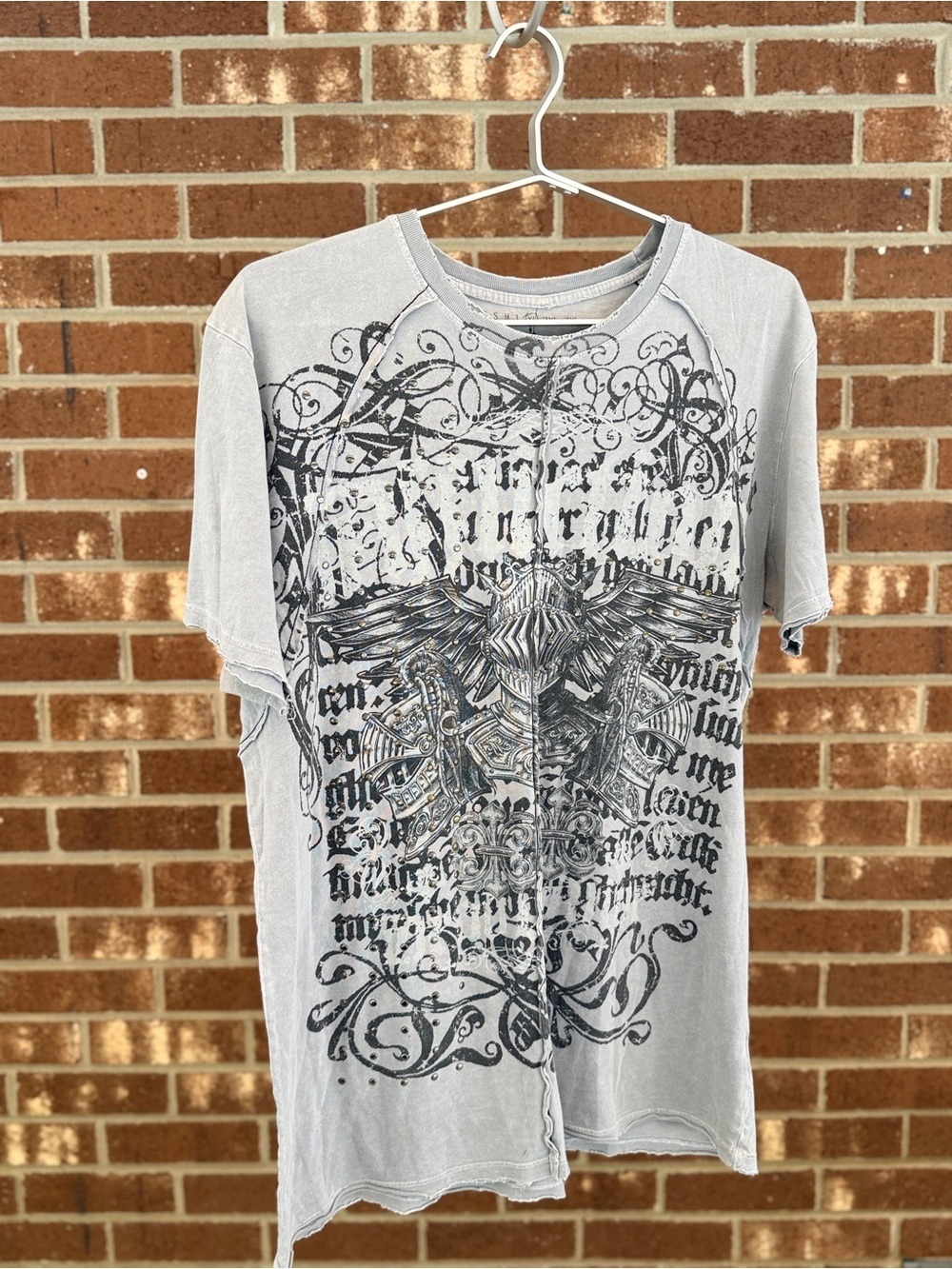 Affliction Men's Riveted Grey Graphic Short Sleeve Tee Size XL - Picture 3 of 12